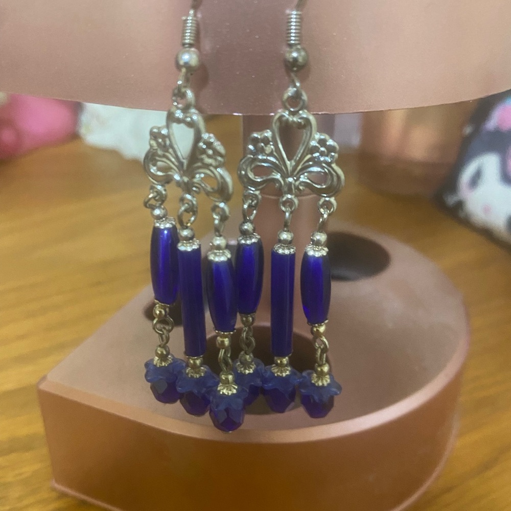 Blue beaded earrings